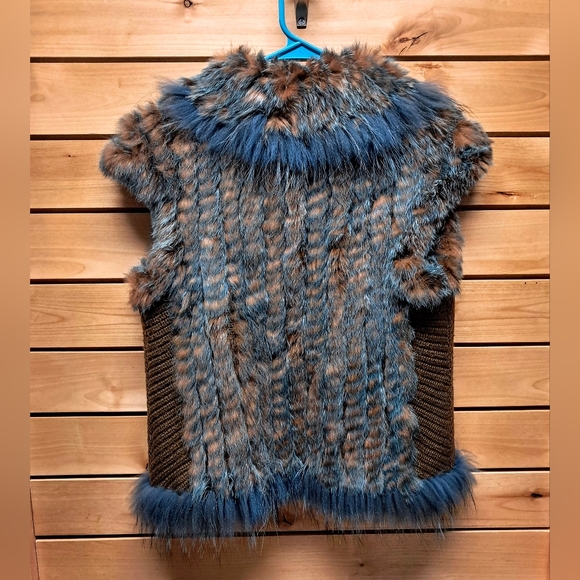 Overland Rabbit & Raccoon Fur Knit Vest Size S - Picture 3 of 4